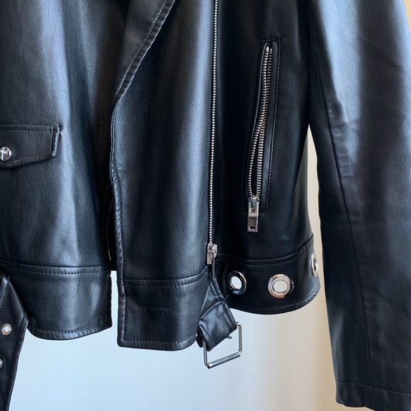 Zara Black Leather Moto Jacket - Picture 3 of 4